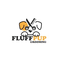 a logo for fluff pup grooming