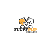 a logo for fluff pup grooming