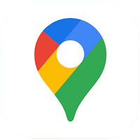 a google map icon with a red, white, and blue pin